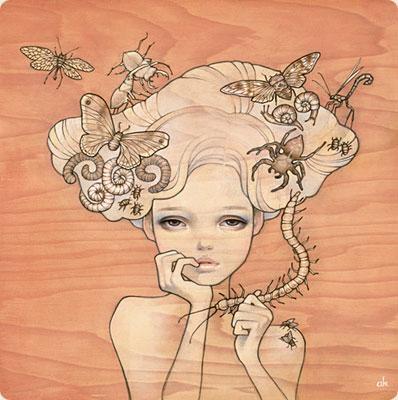 audrey kawasaki mulheres pintura madeira