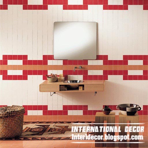 modern red and white bathroom tiles designs ideas for bathroom wall