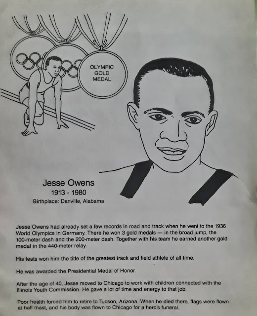 Picture of Olympian Jesse Owens from a coloring book.