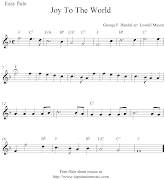 Joy To The World, free Christmas flute sheet music notes