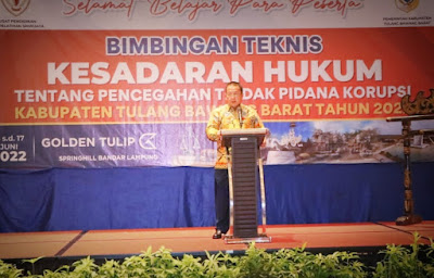 Gubernur Arinal Buka Bimtek Kesadaran Hukum Tentang Pencegahan Tindak Pidana Korupsi Kabupaten Tulang Bawang Barat Tahun 2022
