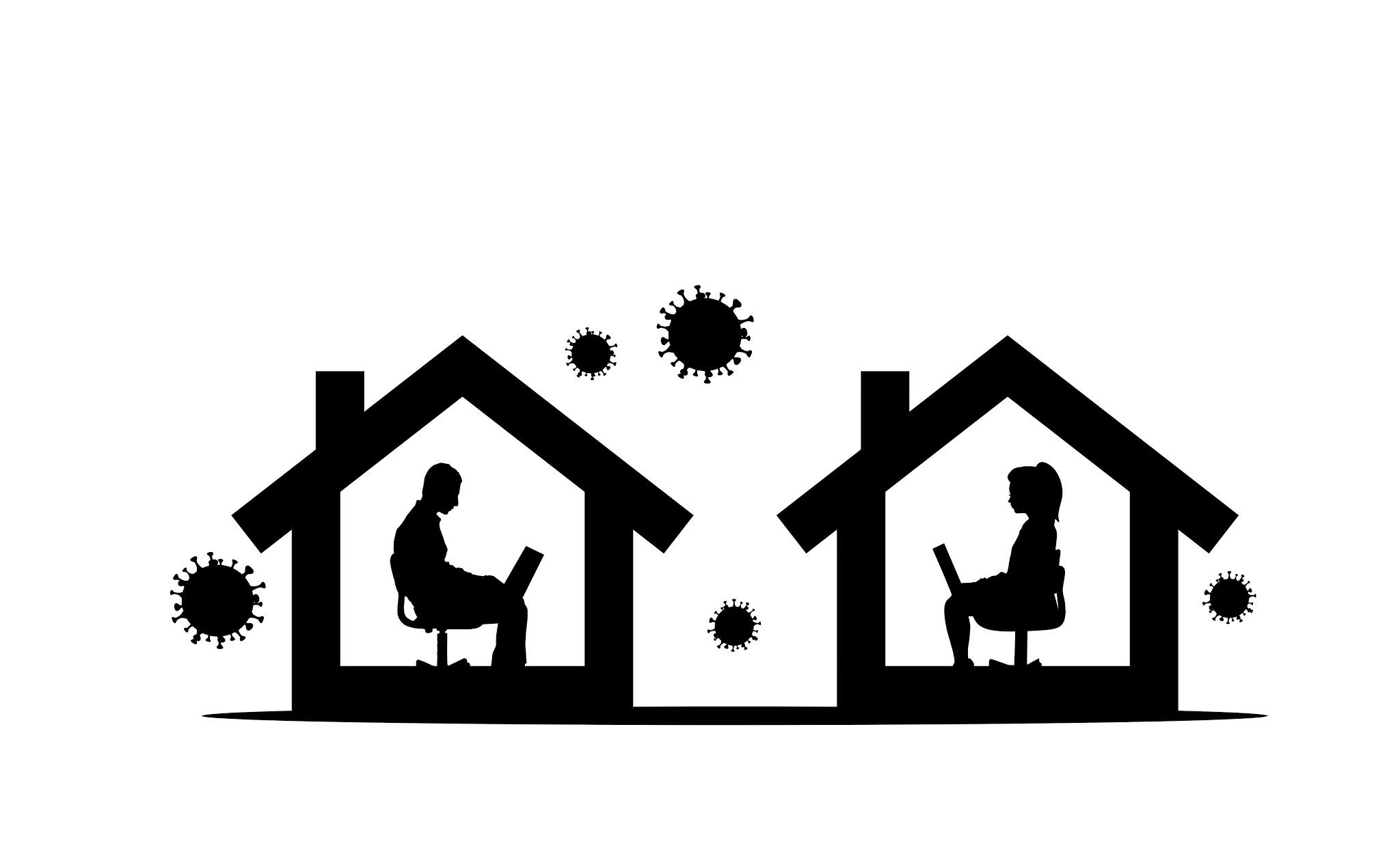 Silhouette design of working from home