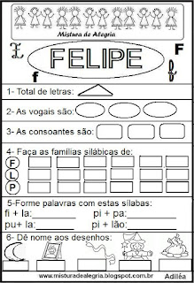 Brincando com o nome Felipe