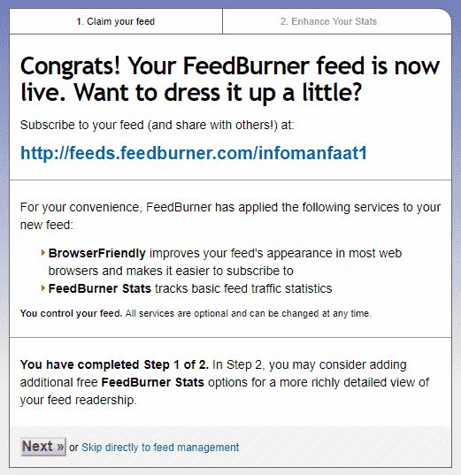 Cara Setting Feedburner di blogspot