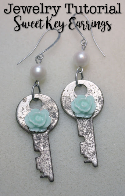 DIY altered key earrings