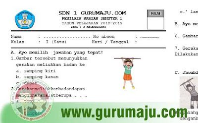 Soal Ulangan Harian Uh Pjok Kelas 1 Tema 3 Kurikulum 2013 Tahun 2018 Guru Maju