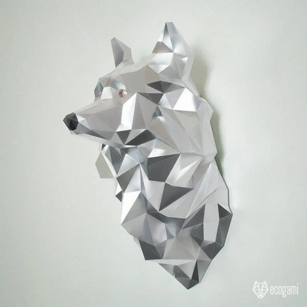 folded paper wolf sculpture