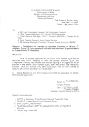 Guidelines for transfer to regulate transfers of Group 'C' officials, and Group 'B' (non-gazetted) officials and Assistant Superintendent of Posts (Group 'B' Gazetted).