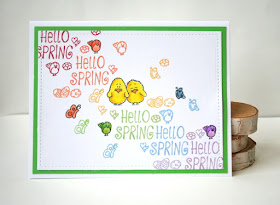 Rainbow Stamping Spring Easter Card by Jess Moyer featuring Gerda Steiner Designs Hello Spring clear stamp set