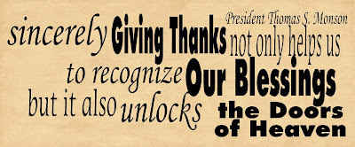 "Sincerely giving thanks not only helps us to recognize our blessings but it also unlocks the doors of heaven" by President Thomas S. Monson. Get this quote in a facebook cover photo
