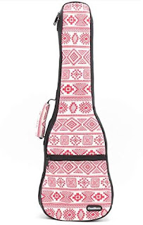 CLOUDMUSIC Ukulele Case and Matched Strap Series (Concert, Christmas Red Pattern)
