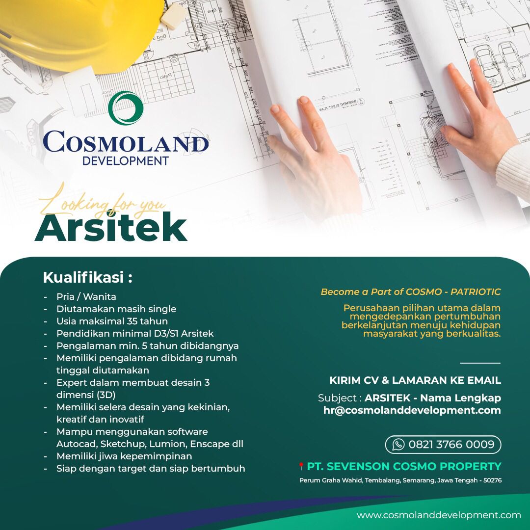 Loker Semarang Bulan Mei 2025 di Cosmoland Development