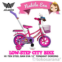 Sepeda Mini Anak Atlantis Nabila EVA CTB 2-4 Tahun Ban EVA 12 Inci Hi-Ten Steel Tongkat Dorong Low-Step Kids CIty Bike