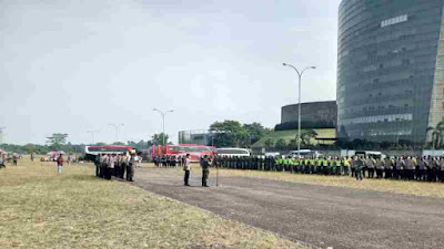 Kasdim 0621/Kab.Bogor Mayor Cba Ujang Rohmat Pimpin Gelar Apel Gabungan  PAM VVIP Kunjungan RI 1, Presiden Joko Widodo Ke Sicc Sentul.