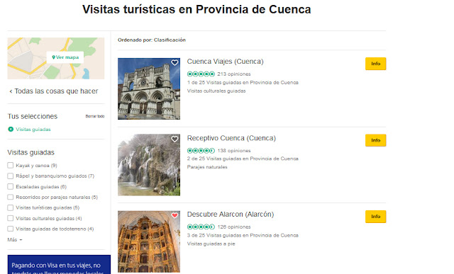 ranking de visitas guiadas en Cuenca
