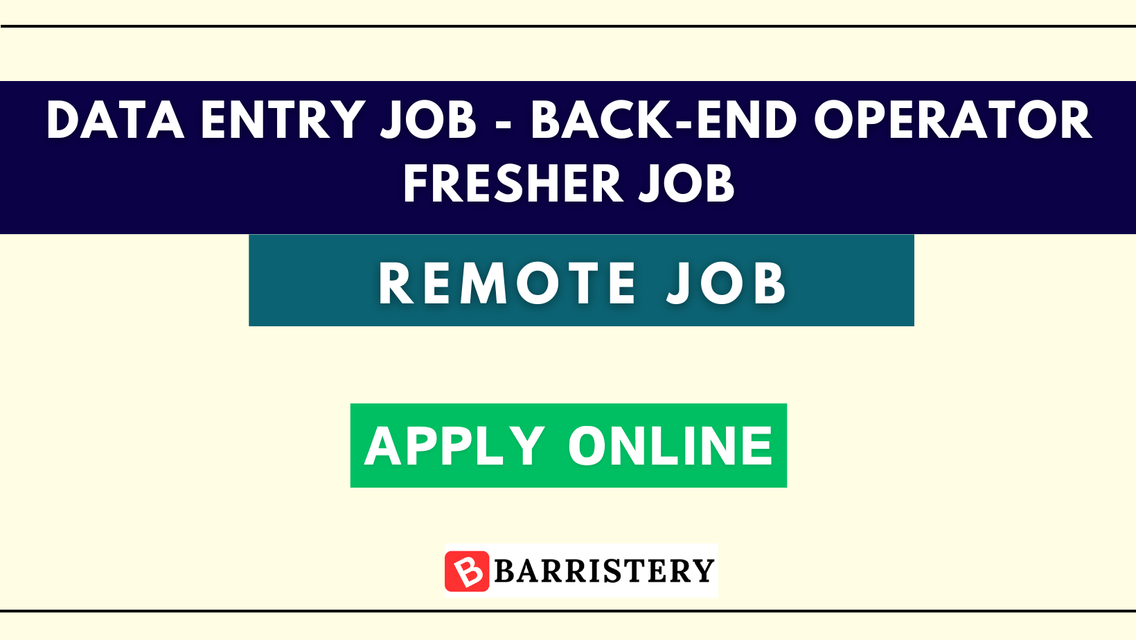 Data Entry Job - Back-End Operator Fresher Job (Part time/Remote)