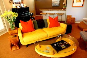 Yellow living room design photo