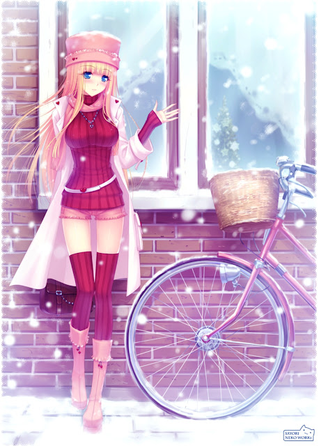 nekomimi anime cutie, anime pink,anime winter