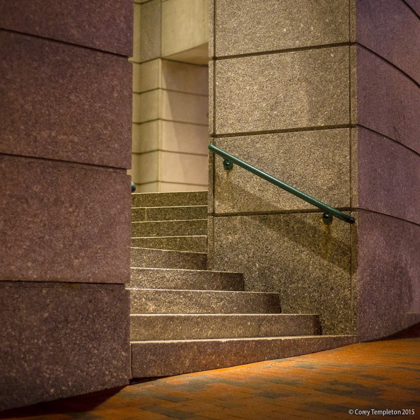 One Portland Square in Portland, Maine stairs entrance at night April 2015 photo by Corey Templeton