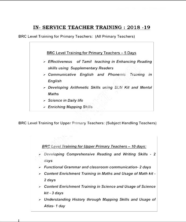 CRC & BRC LEVEL TRAINING 2018 – 19 FOR PRIMARY & UPPER PRIMARY TEACHERS – TENTATIVE TRAINING SCHEDULE PUBLISHED.!!! 