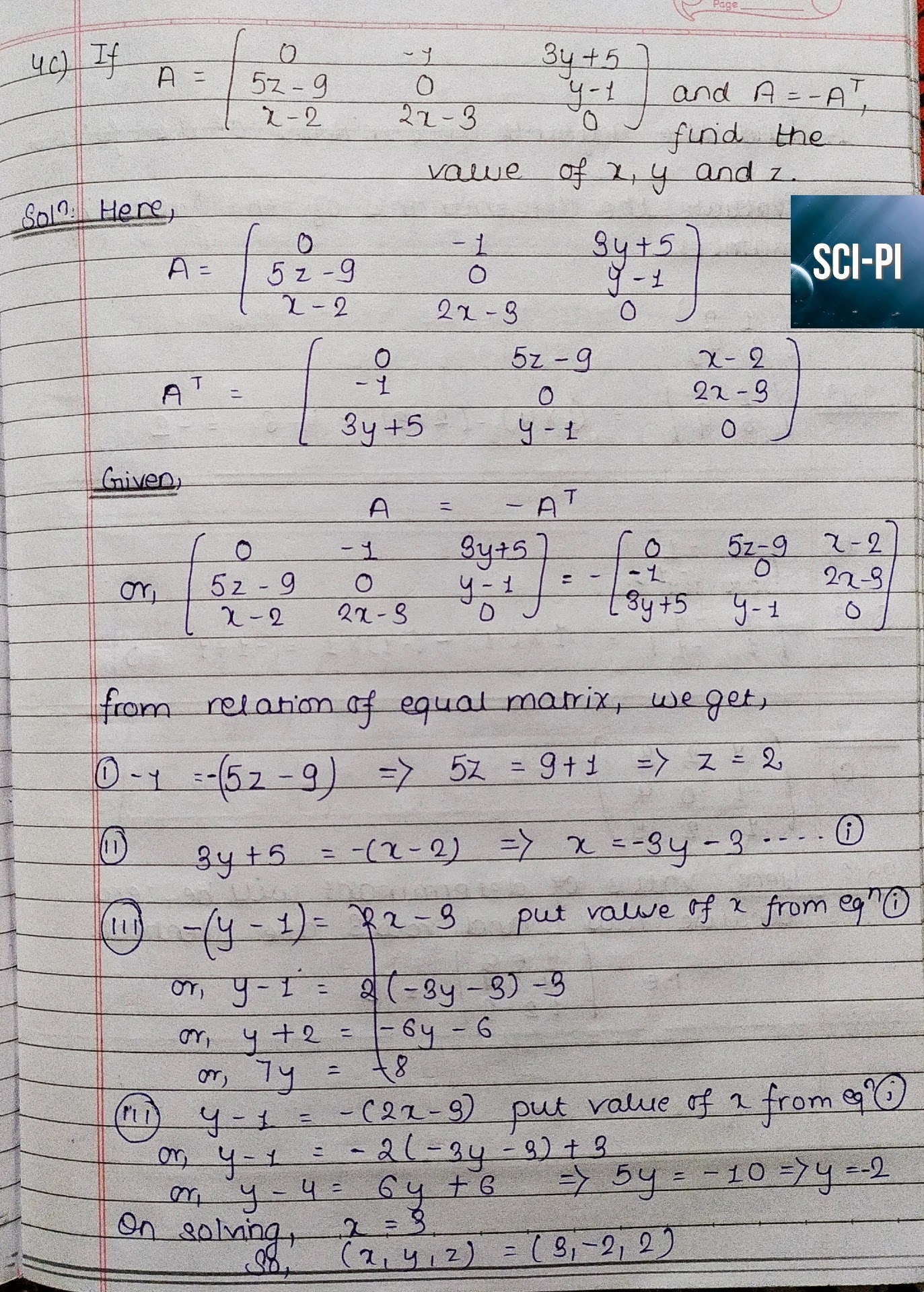 Grade 11 Matrices and Determinants Exercise 1 Solutions | Basic Mathematics Grade XI by Sukunda Pustak Bhawan