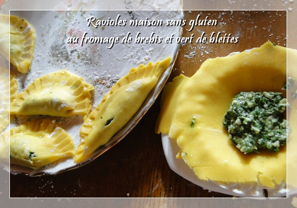 Ravioles au fromage de brebis et vert de blettes (ou épinard) sans gluten