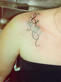 Shoulder Tribal Flower Tattoos for Women