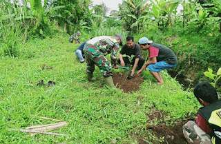 Satgas Citarum Sektor 4 di Sub 2 Tanam Pohon Perkuat Bantaran dan Manfaatkan Lahan Tidur