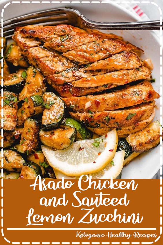 Asado Chicken and Sautéed Lemon Zucchini - #chicken #recipe #eatwell101 - Juicy and flavorful, this healthy chicken recipe is perfect for summer BBQ, memorial day cookout or any weeknight dinner…