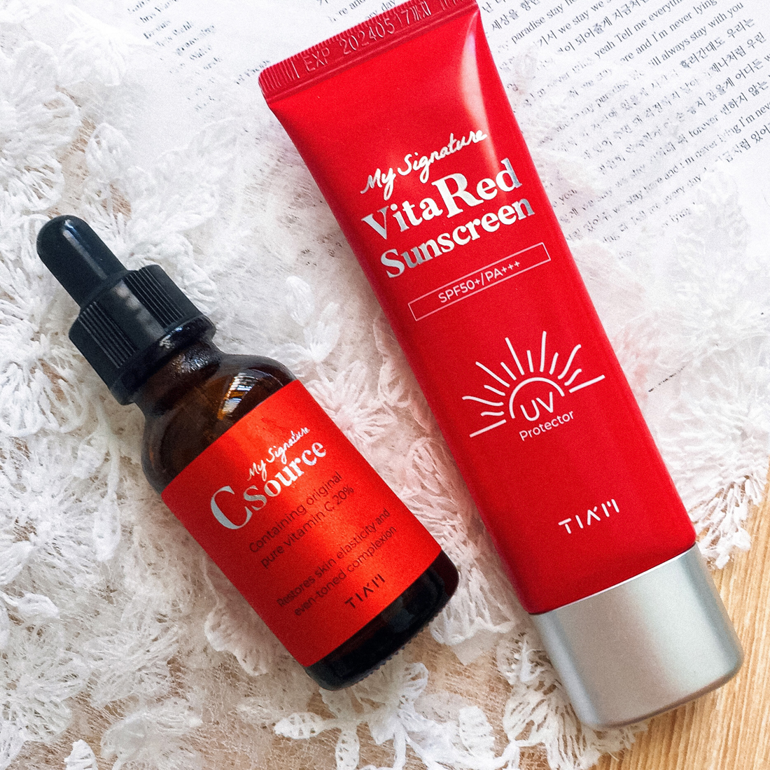 TIAM My Signature C Source + Vita Red Sunscreen | chainyan.co