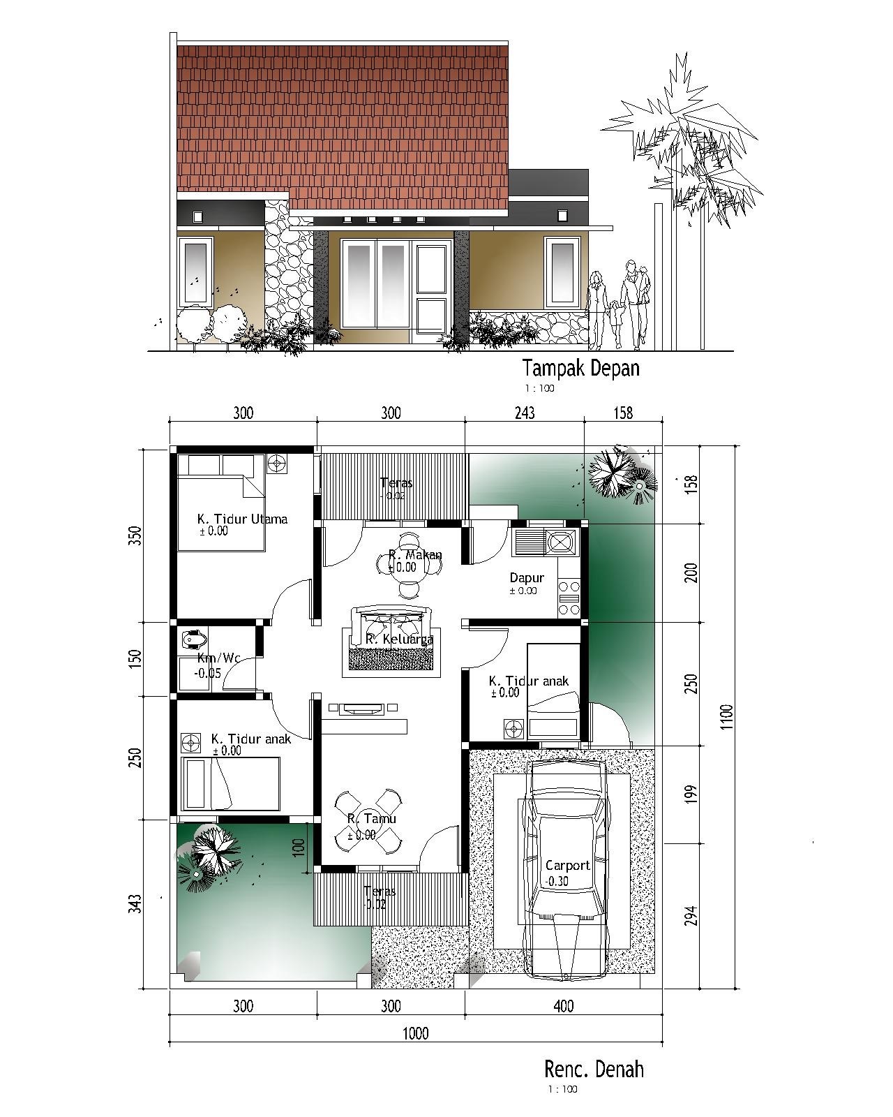 Gambar Rumah Minimalis 1 Lantai 3 Kamar Tidur Dan Garasi Desain