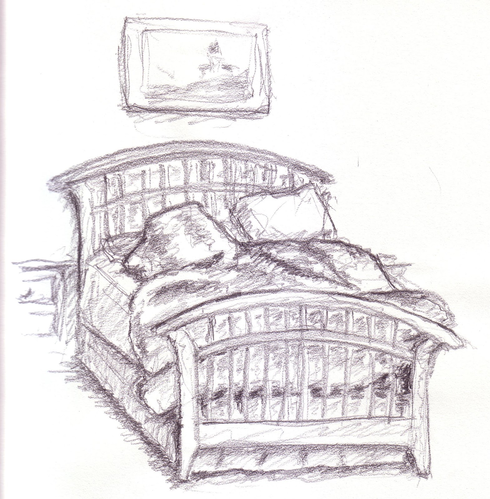 unmade bed clip art sketch template