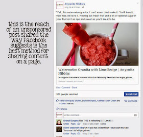 Anyonita shows the benefits of sharing via Facebook's preferred method.
