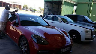 Photos: Grace Mugabe?s son Russell Goreraza detained for hours at border post with three luxury cars 