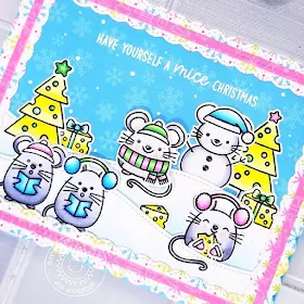 Sunny Studio Stamps: Merry Mice Woodland Borders Fancy Frame Dies Christmas Card by Ana Anderson