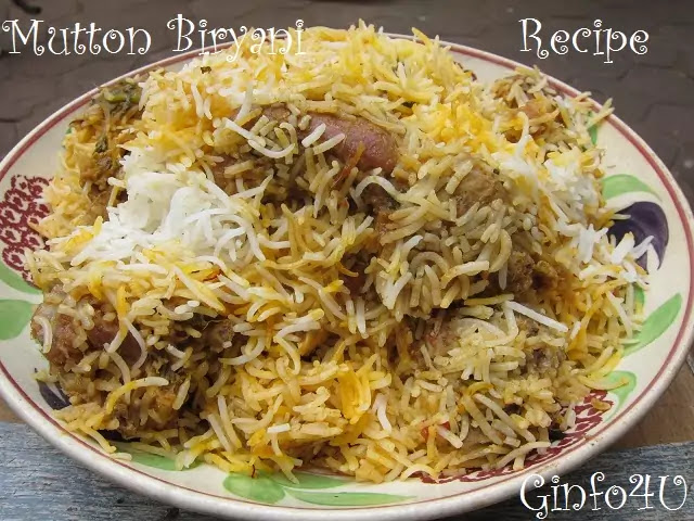 mutton biryani recipe-how to make indian mutton biryani recipe at home by Ginfo4u