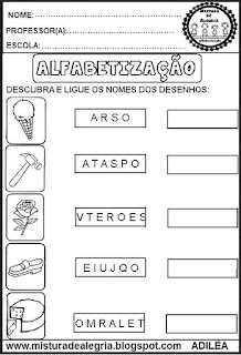 atividades de alfabetização, formação de palavras