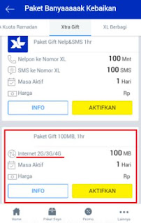 Kuota Gratis XL 100 Mb/Hari: Paket Gift 100 Mb (Nelpon, SMS & Intenet) - Review Teknologi Sekarang