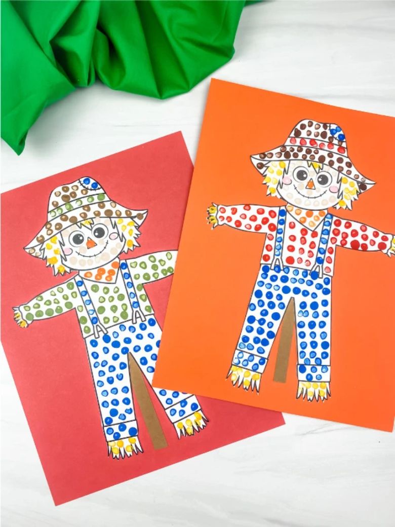 Scarecrow dot art for kids