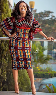 knee-length Ankara dress outfit