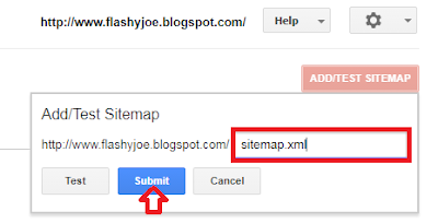 Screenshot: add sitemap