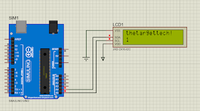 JHD-2X16-I2C Display 16x2 I2C Proteus simulation.