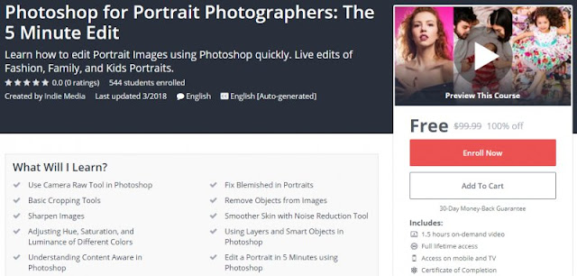 [100% Off] Photoshop for Portrait Photographers: The 5 Minute Edit| Worth 99,99$