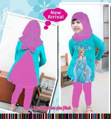 15 Model  Baju  Muslim Frozen  Untuk Anak Perempuan Terbaru  2019