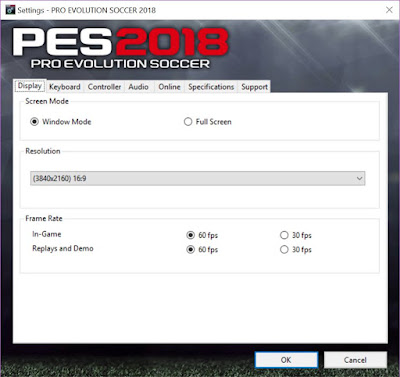 PES 2018 Settings