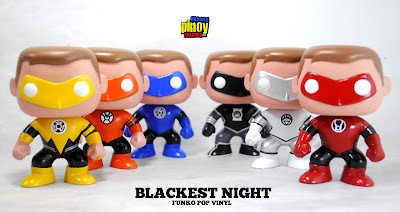 Green Lantern Hal Jordan Blackest Night Custom Pop! Vinyl Figure Set by Nico Deacosta - Sinestro Corps, Agent Orange, Blue Lantern Corps, Black Lantern, White Lantern & Red Lantern Corps.