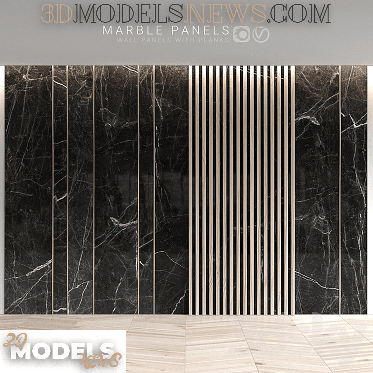 Marble Panels with Planks Model 1
