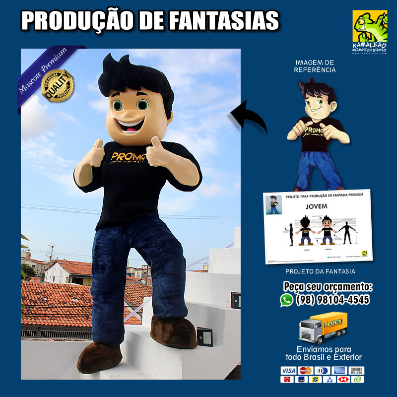 MASCOTE - Fantasia de Estudante - Boneco Jovem