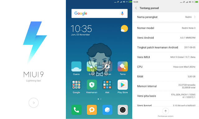 Review Rom MIUI 9 Redmi Note tiga Pro