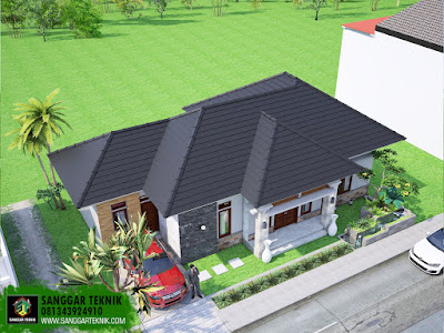 DESAIN RUMAH BALI MODERN DILAHAN 10x15 DENGAN KONSEP TROPIS MODERN